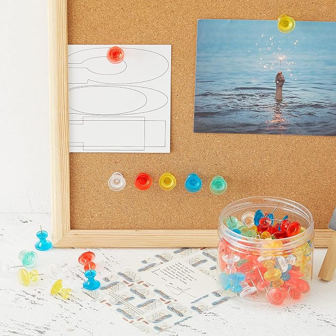 Outus 100 Pcs Giant Push Pins Large Thumb Tacks Plastic Heads 1 Inch Jumbo Push - Image 7