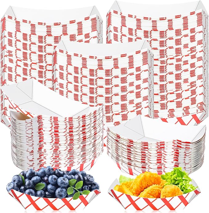 180 Pack Checkered 1/2Lb Paper Food Boat Trays Disposable Small Paper Boats by MotBach