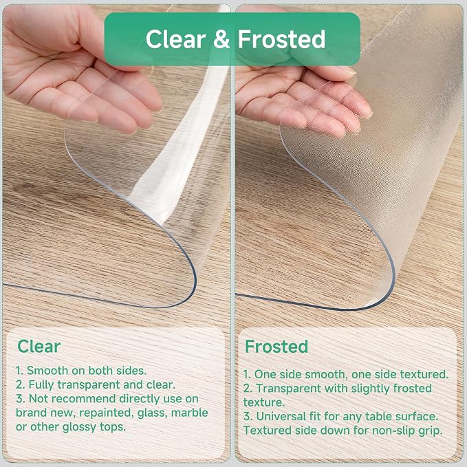 NATRKE Clear Table Protector 47.2"x23.6" Inch, 1.5mm Thick, Waterproof PVC - Image 6