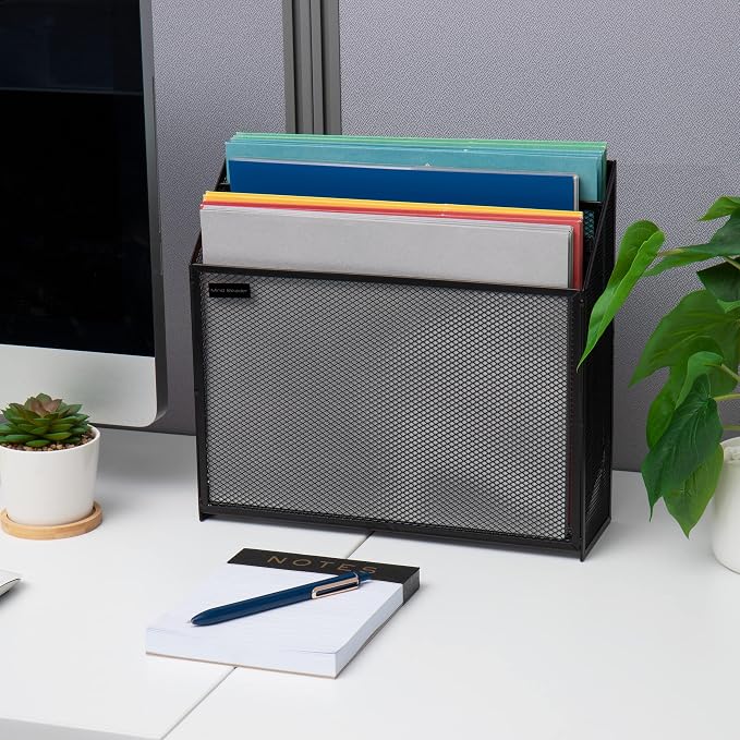 Mind Reader Vertical File Storage, Desktop Organizer, Metal Mesh, 12.5"L x - Image 6