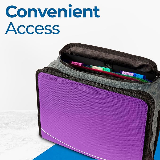 Case-it Mighty Zip Tab School Zipper Binder | 3-Inch O-Rings, 600-Sheet Capacity - Image 6