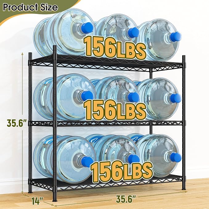 DurayLoly 35.6" W Storage Shelves, 3 Tier Adjustable Metal Shelving Unit Heavy - Image 3