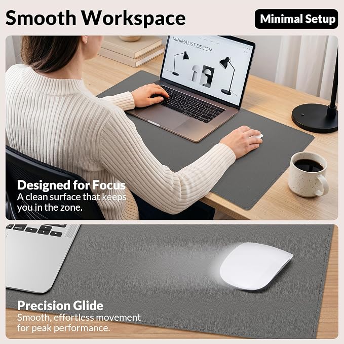 AFIING Cork Desk Mat, Dark Grey, 35.4" x 17", Desk pad Protector | Dual-Sided - Image 5