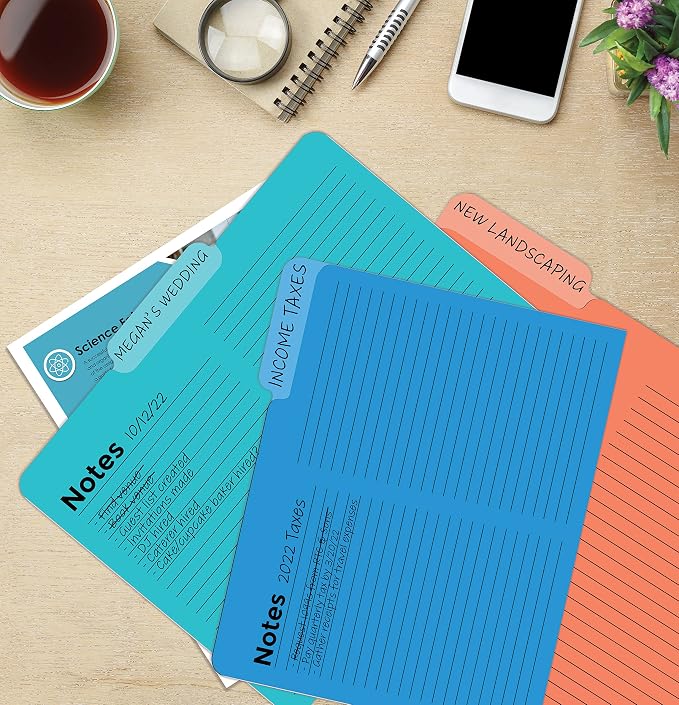Better Office Products Lined File Folders, 24 Pack, Notes Tabbed File Folders - Image 2