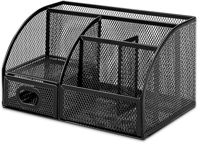 Amazon Basics Mesh Pen Holder and Desktop Desk Organizer, Office Caddy Storage - Image 2