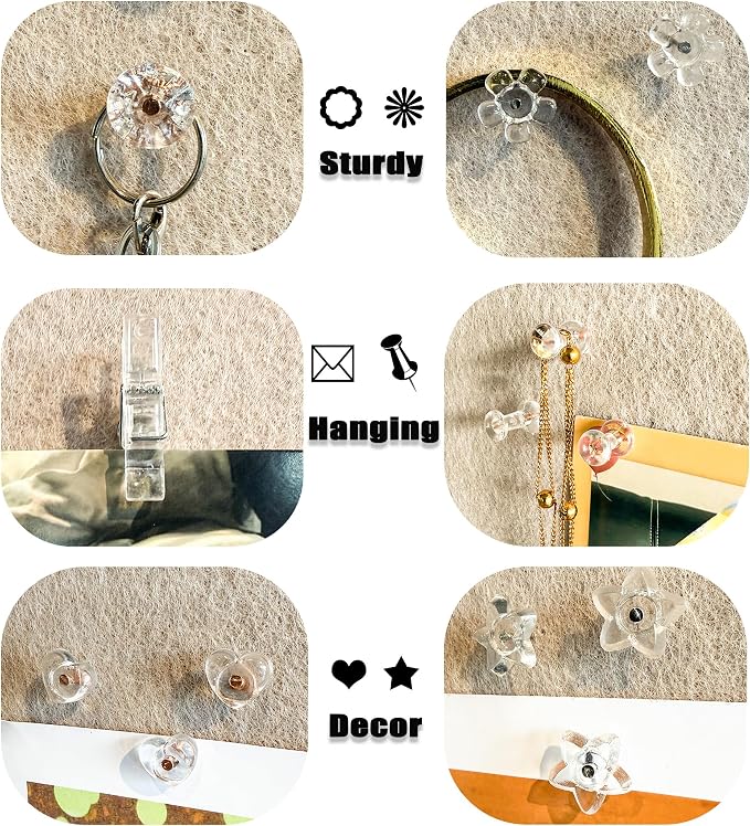 210PCS Push Pins Set, Decorative Pushpins, 6 Types Metal Clear Thumb Tacks Push - Image 5