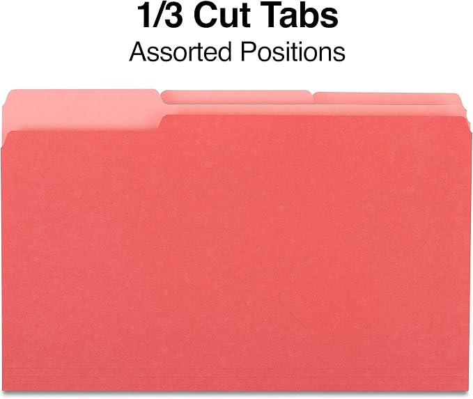 Staples File Folders, Legal Size, 1/3‑Cut Tabs, Durable Paper Stock, 200/Carton - Image 3