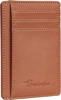 Travelambo Front Pocket Minimalist Leather Slim Wallet RFID Blocking Medium Size by Travelambo