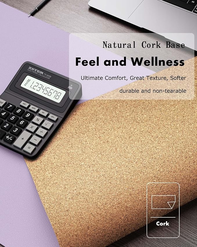 YSAGi Double-Sided Desk Pad, 31.5"x15.7"Leather Desk Mat, Eco Cork Desk Pad - Image 3