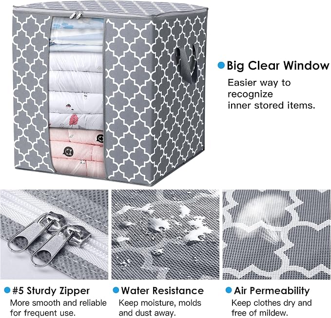 WISELIFE Storage Bags 8 Pack/100L Large Blanket Clothes Organization and - Image 4