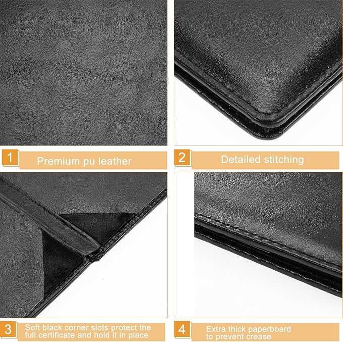 Tenare 20 Pcs Black Leather Certificate Holder 8.5 x 11 PU Phd Bachelor Master - Image 3