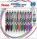 Pentel EnerGel RTX Retractable Liquid Gel Pen, Medium Line, Metal Tip, 20 Pack by PentelofAmerica