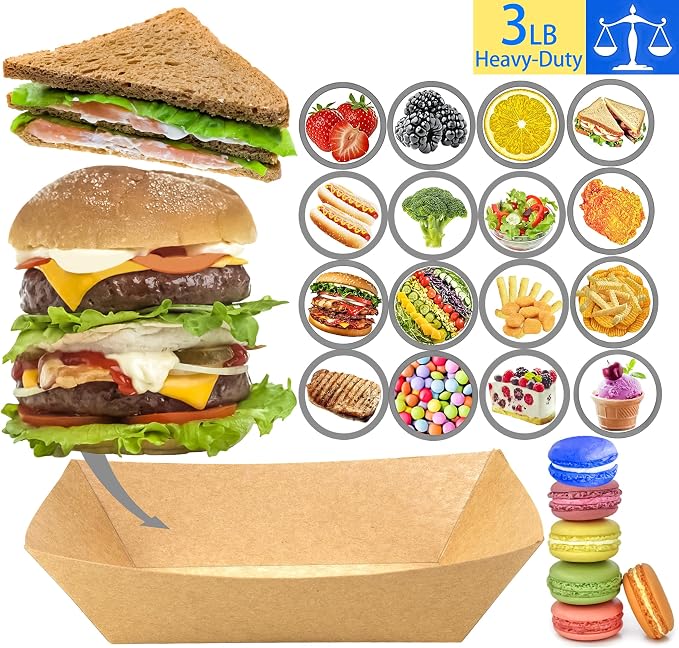 150 Pack 3LB Paper Food Boat Trays Disposable Paper Boat Containers, Heavy Duty - Image 4