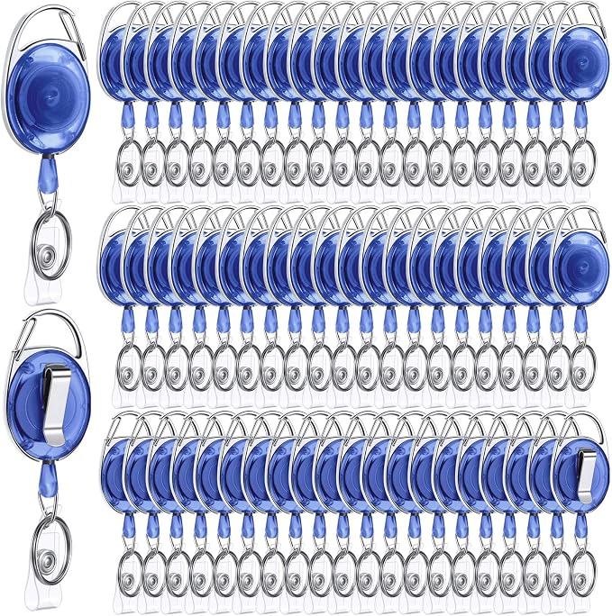 Laumoi 150 Packs Retractable ID Badge Holder Name ID Badge Reel Clips Keychain by Unknown
