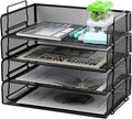 EASEPRES 4 Pack Stackable Desk Paper Tray, Metal Mesh Desktop Document Letter by EASEPRES