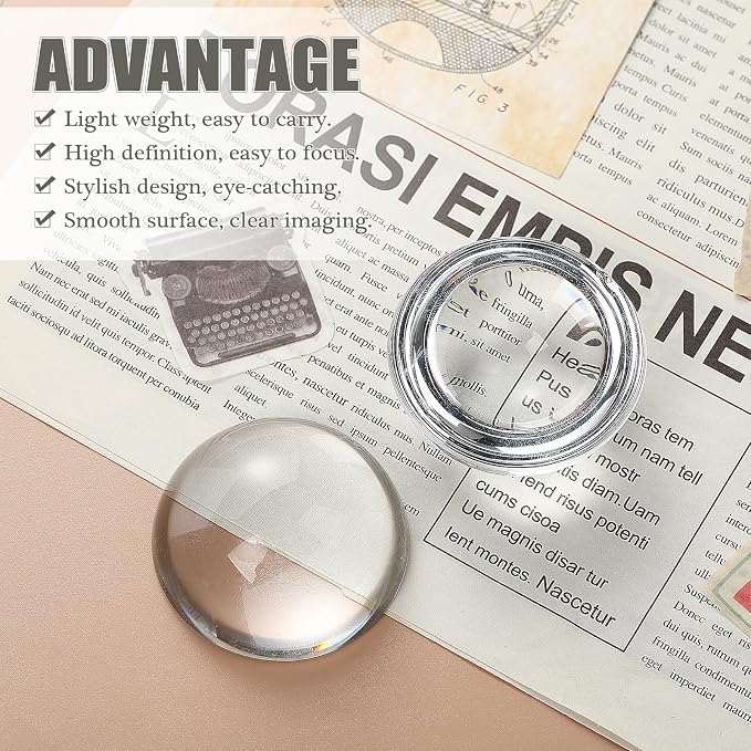 Briwooody 6 Pcs Crystal Dome Magnifier Paperweights Glass Paperweight Reading - Image 7