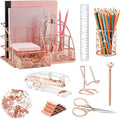 KAAKOW Rose Gold Desk Organizers and Accessories Office Supplies Set Stapler by KAAKOW