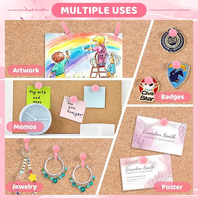 240Pcs Pink Thumb Tacks, 5 Style Cute Push Pins, Decorative Push Pins - Image 5