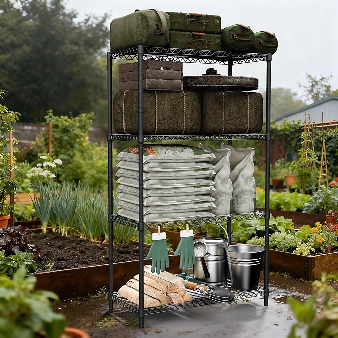 M MZG 2400LBS 35.5" W Standing Shelf Units Wire Rust-Proof Outdoor Storage - Image 2