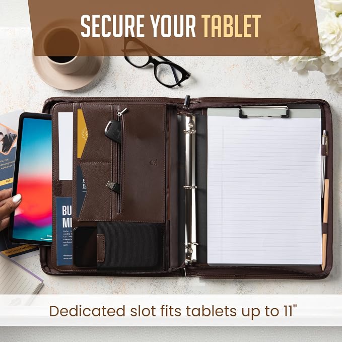 STYLIO Zipper Portfolio | Padfolio 3 Ring Binder and Clipboard Folio | - Image 4