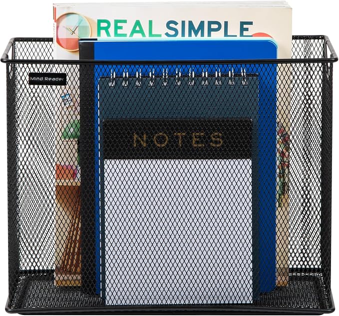 Mind Reader Vertical File Storage, Desktop Organizer, Hanging Files, Metal Mesh - Image 5