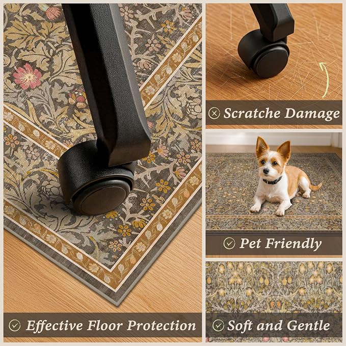 Vintage Gold Brown Office Chair Mat - Image 5