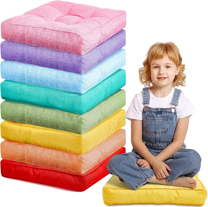 Juexica 8 Pcs Floor Cushions for Kids Floor Pillows Flexible Seating Cushions by Juexica