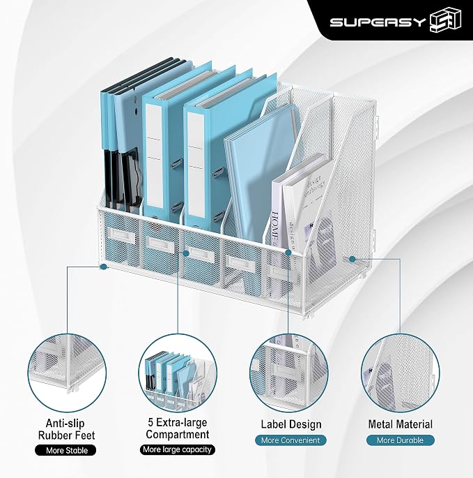 SUPEASY Desk Organizers Metal Desk Magazine File Holder - Image 5