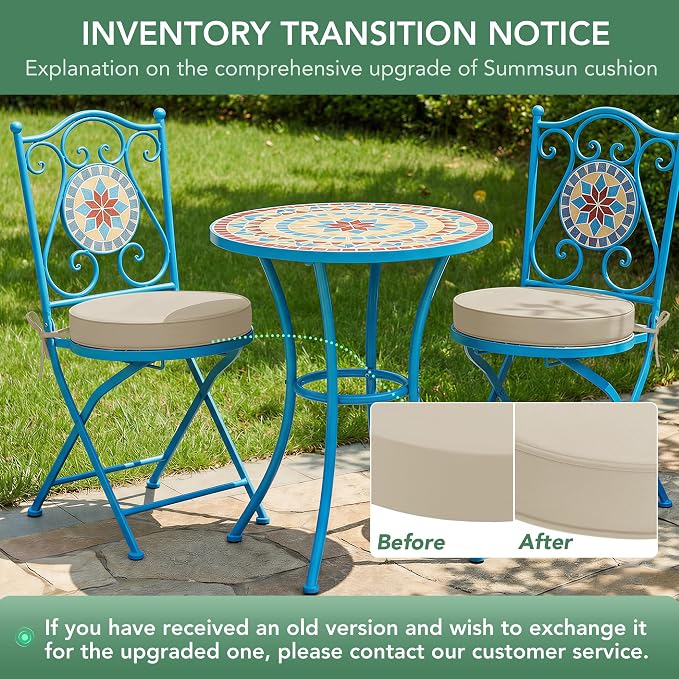 Summsun Outdoor Bistro Chair Cushions Set of 2 - Image 9