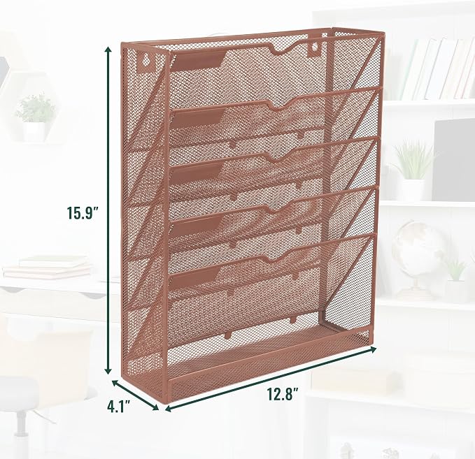 EASEPRES 6 Tier Mesh Hanging Wall File Organizer, Desk Vertical Mail Paper - Image 2