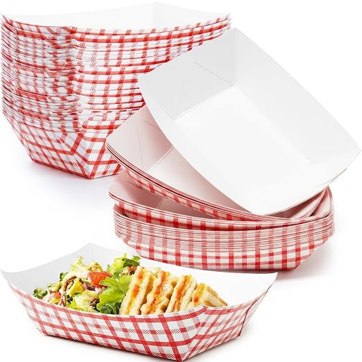Heavy Duty, Grease Resistant 2 Lb Paper Food Trays 100 Pk. Recyclable, Coated by FoodRestaurantSupplies