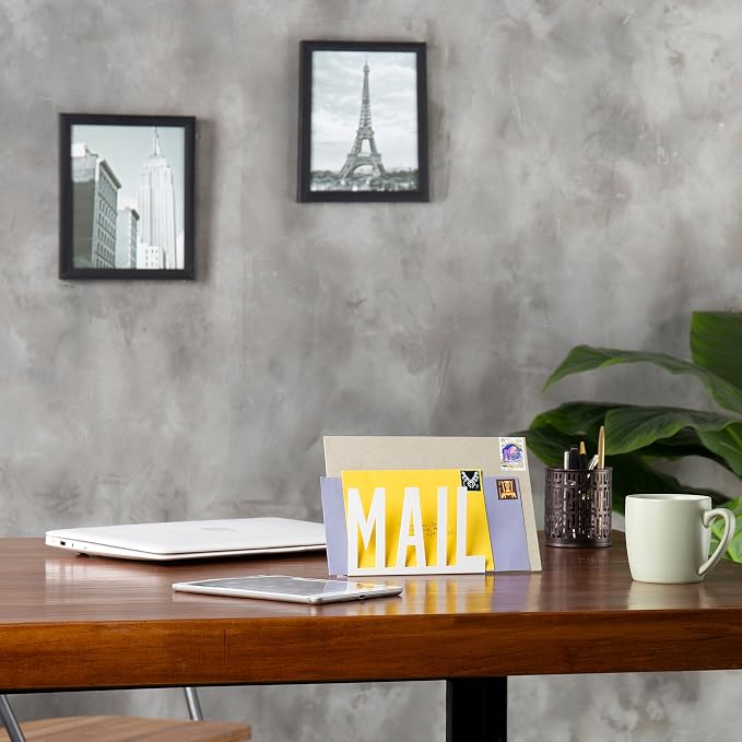 MyGift Mail Holder Organizer Countertop Modern Metal White - Image 7