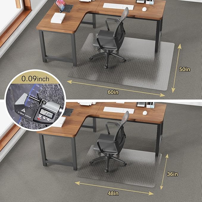 36”x 48” Carpet Floor Mat for Office Chair, HeavyDuty Chair Mats for Carpeted - Image 6