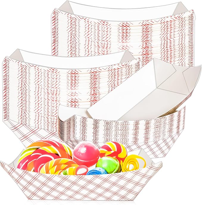 80 Pack Checkered 1/2Lb Paper Food Boat Trays Disposable Small Paper Boats by MotBach