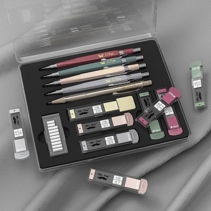 Mr. Pen- Art Mechanical Pencil Set, 5 Sizes | 5 HB Lead Refills & 10 Eraser - Image 4