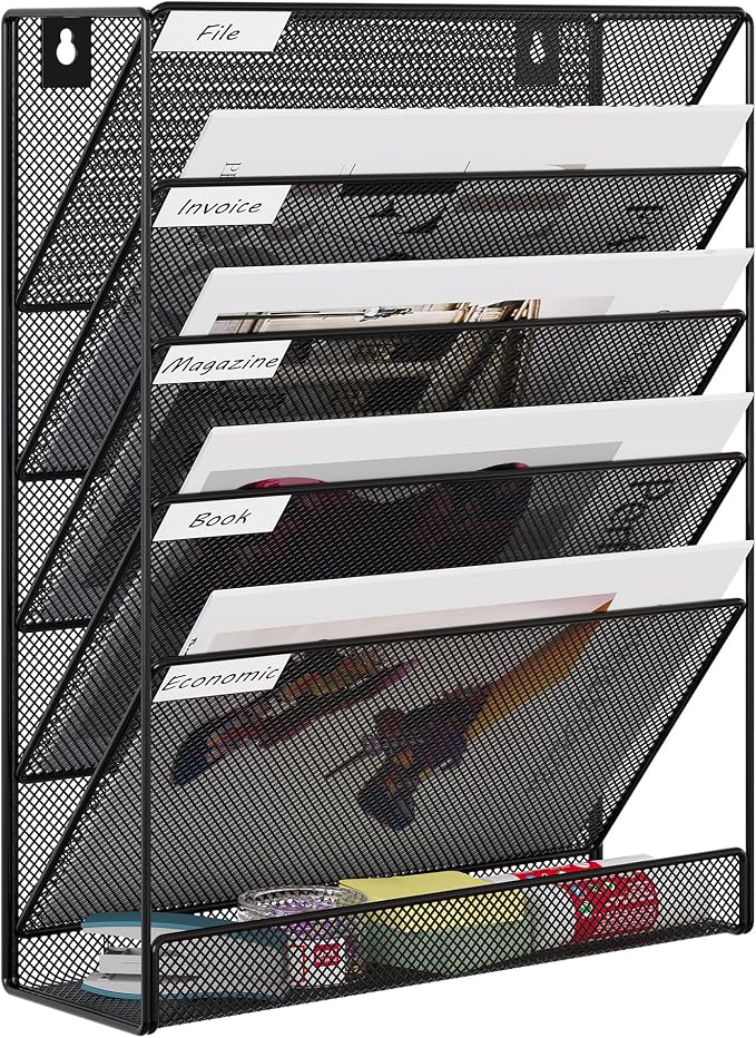 EasyPAG 5 Tier Wall File Holder, Mesh Hanging Folder Organizer by EasyPAG