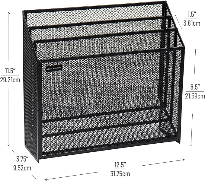Mind Reader Vertical File Storage, Desktop Organizer, Metal Mesh, 12.5"L x - Image 3