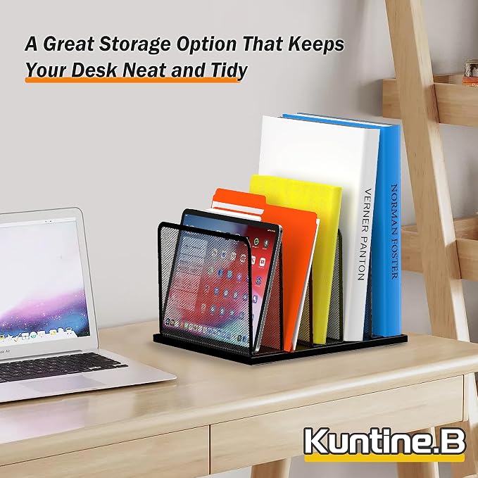 Kuntine.B Desk File Organizer Upright Mesh Desktop Organizer File Sorter Office - Image 7