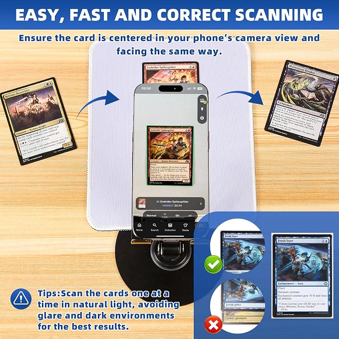 Foldable MTG Trading Card Scanner Stand, Carbon Steel Phone Holder Includes 50 - Image 5