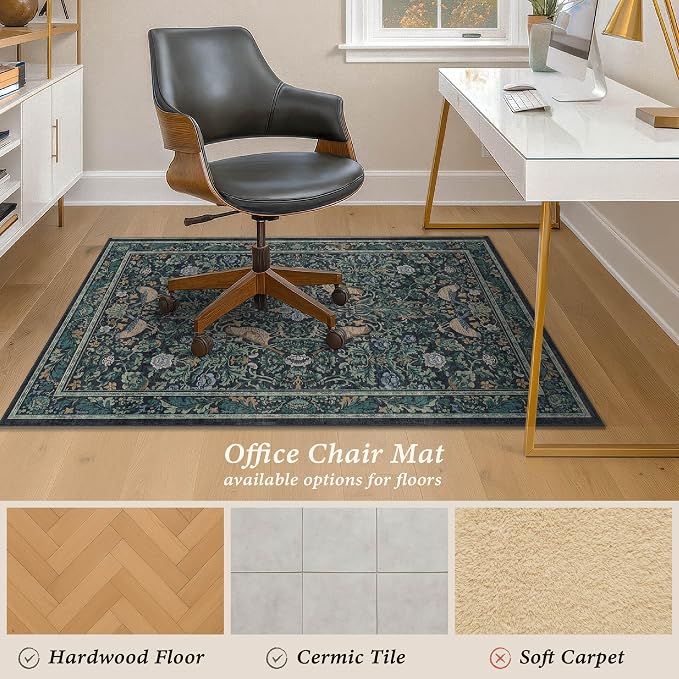 Washable Floral Small 3x4 Office Chair Mat - Image 3