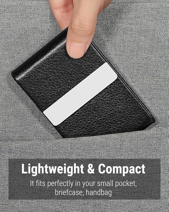 MaxGear Business Card Holder, PU Leather Business Card Case Pocket Card Holders - Image 6