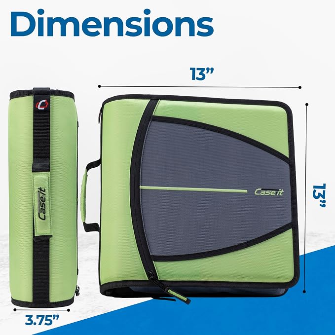 Case-it Mighty Zip Tab School Zipper Binder | 3-Inch O-Rings, 600-Sheet Capacity - Image 5