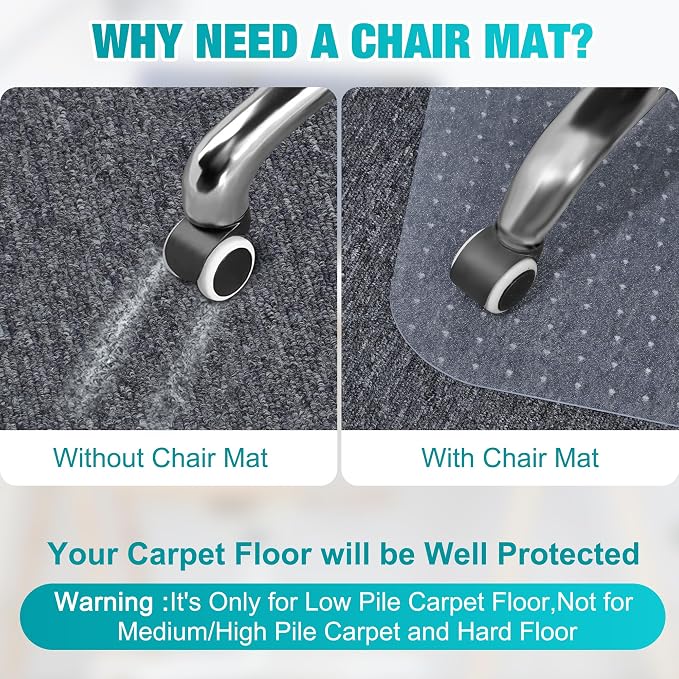 2 Pack Office Chair Mat for Carpets, Heavy Duty Under Desk Protector Carpeted - Image 2