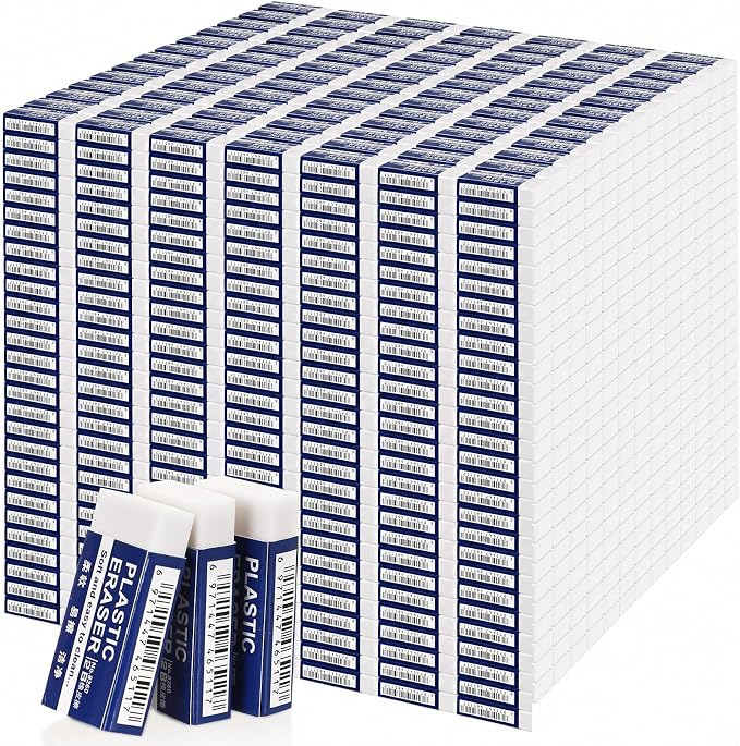 Yeaqee 800 Pcs White Pencil Erasers Bulk Soft Art Eraser School Pencil Erasers by Yeaqee