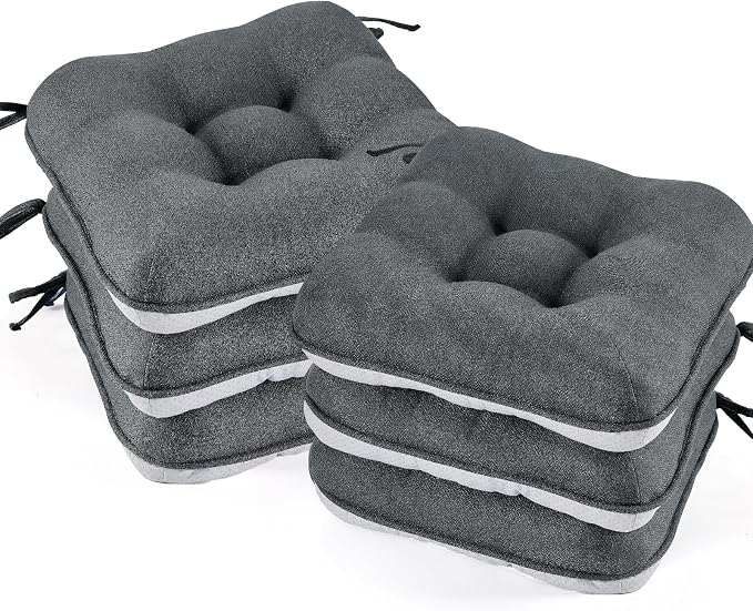BETU Chair Cushions for Dining Chairs Set of 6, 3.5" Thick Kitchen Table Chair by BETU