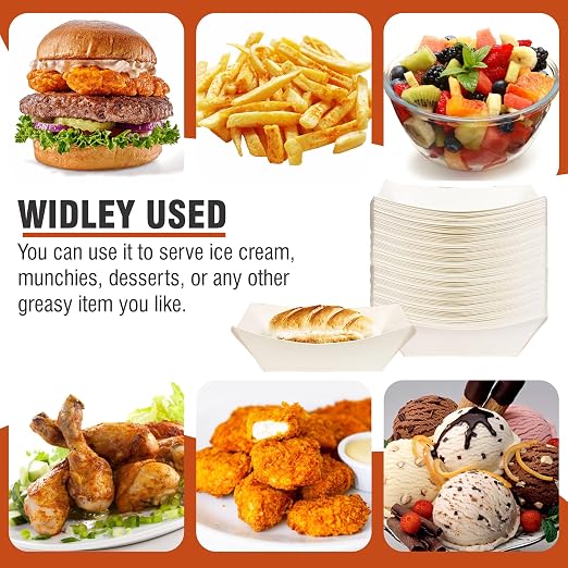 2lb White Paper Food Trays - Image 3