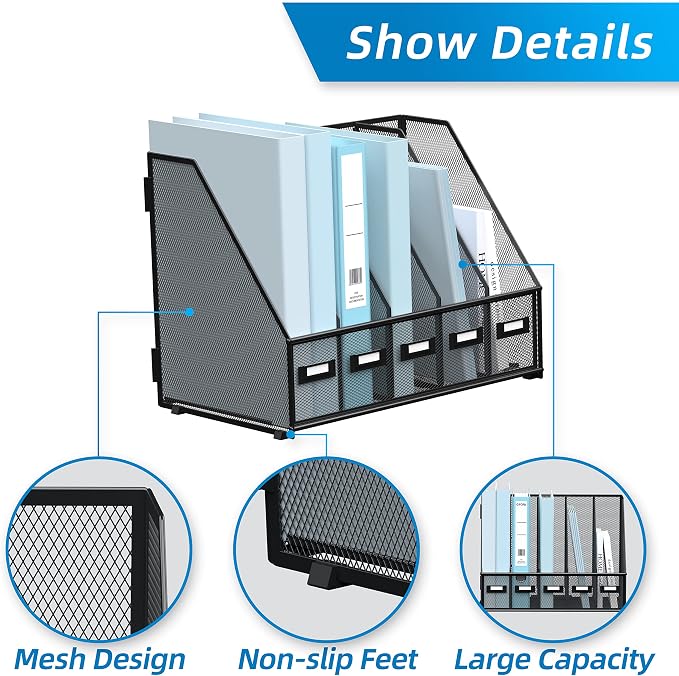 SUPEASY Desk Organizers Metal Desk Magazine File Holder - Image 4