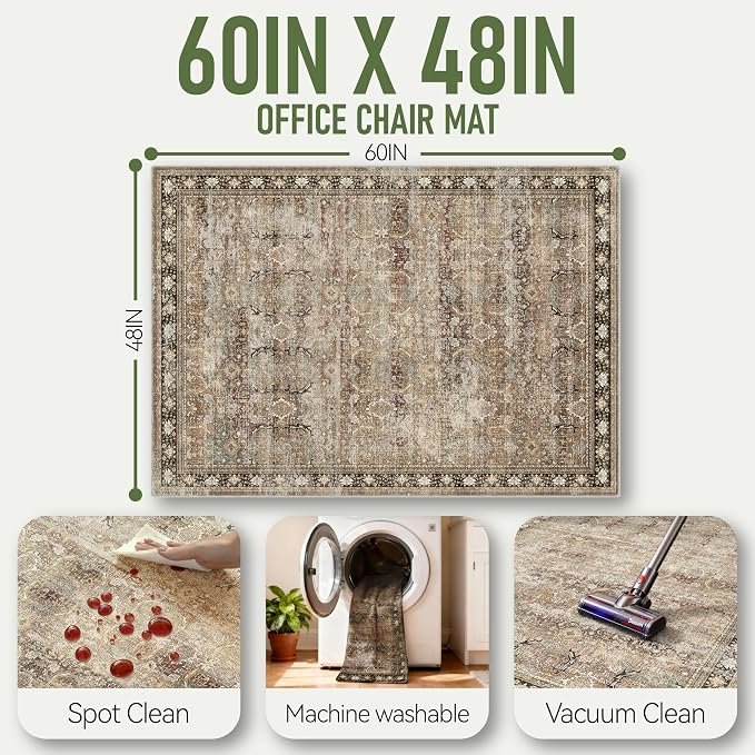 Office Chair Mat for Hardwood Floor, Anti-Slip Under Desk Mat Rug for Rolling - Image 5