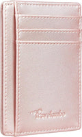 Travelambo Front Pocket Minimalist Leather Slim Wallet RFID Blocking Medium Size by Travelambo