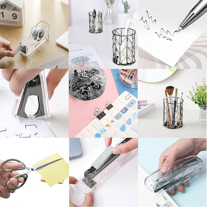 Office Desk Accessories，Office Supplies Set Acrylic Stapler Set Staple Remover - Image 5